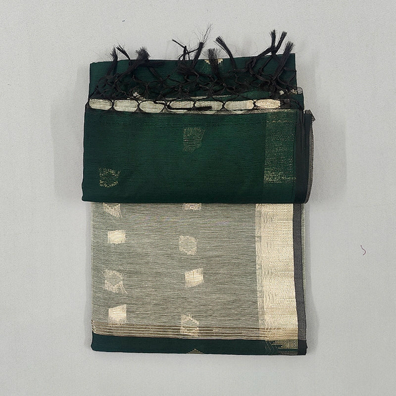 Hayagrivas Bottle Green Fancy Cotton Saree SSCBF121H4-1