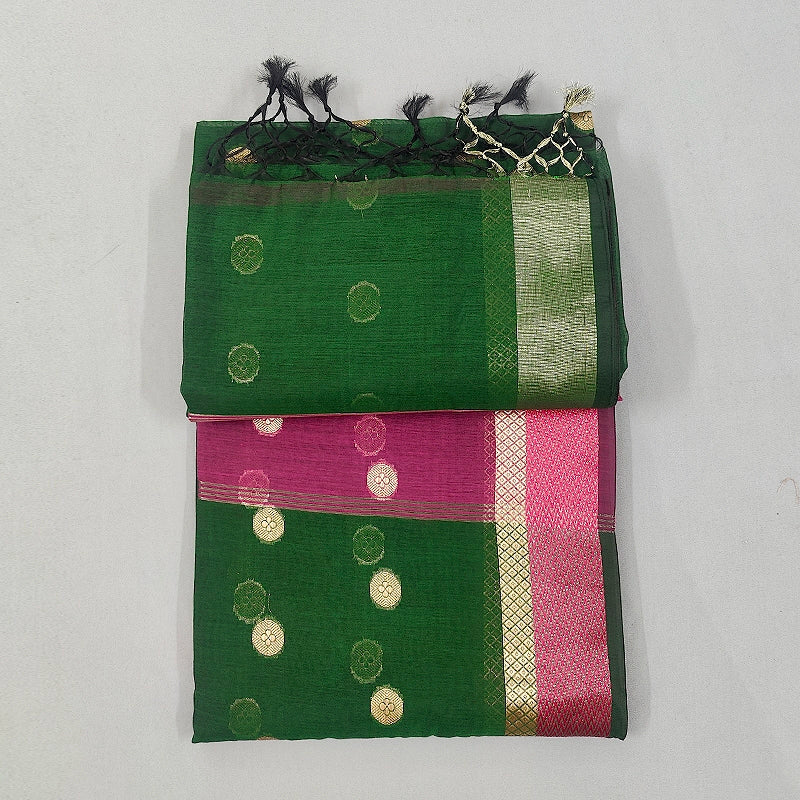 Hayagrivas Bottle Green Fancy Cotton Saree SSCBF121H4-11
