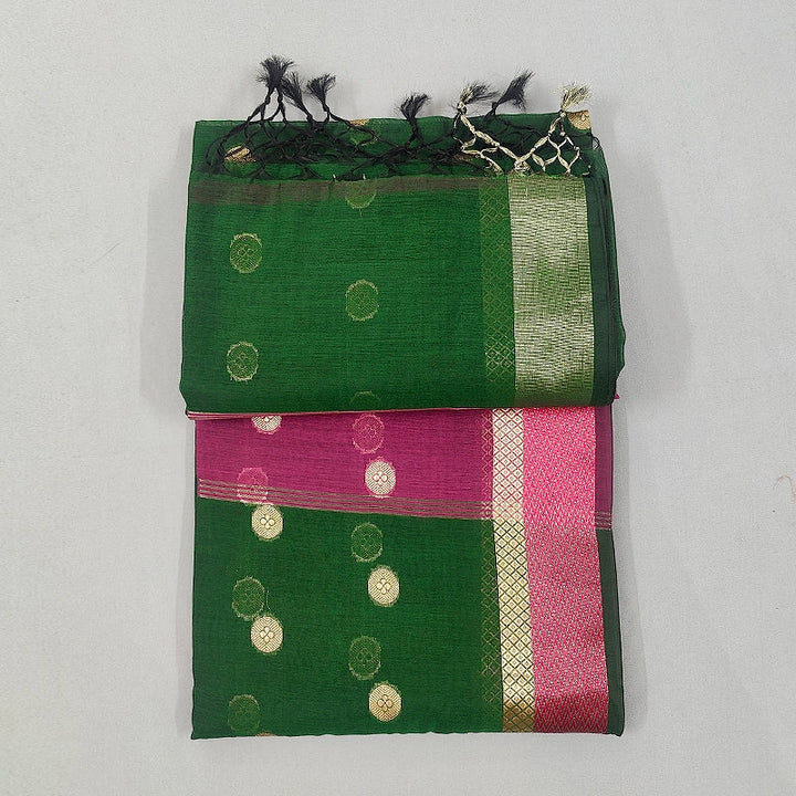 Hayagrivas Bottle Green Fancy Cotton Saree SSCBF121H4-11