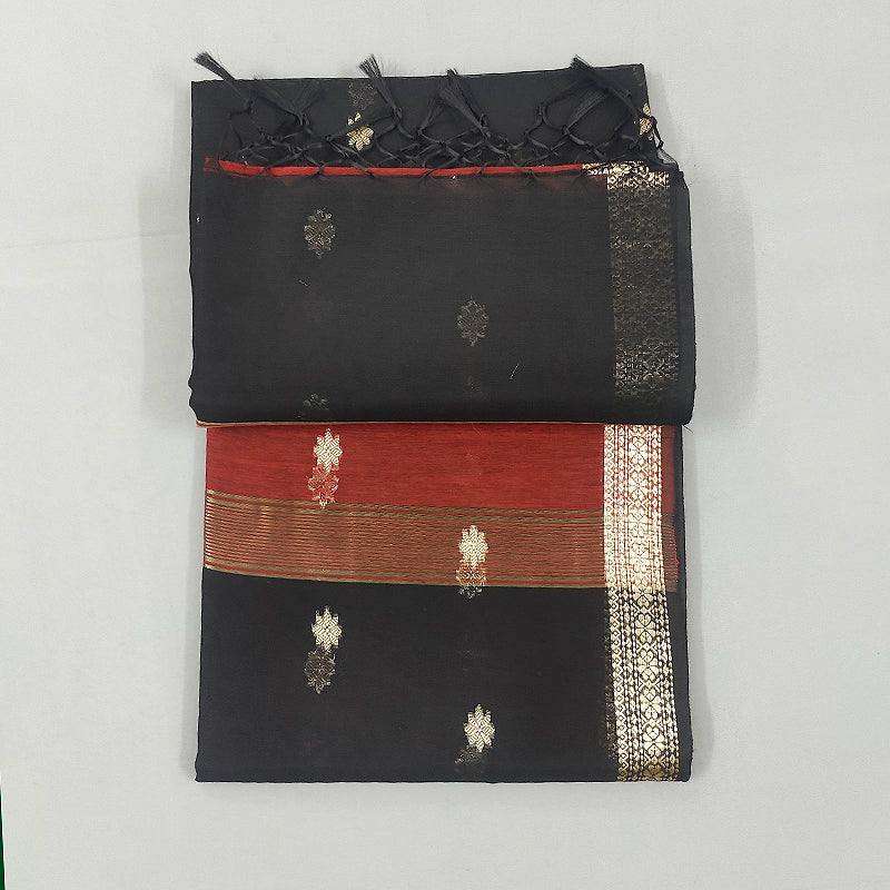 Hayagrivas Black Fancy Cotton Saree SSCBF121H4-19