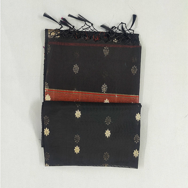 Hayagrivas Black Fancy Cotton Saree SSCBF121H4-20