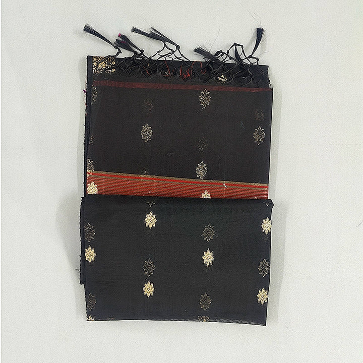 Hayagrivas Black Fancy Cotton Saree SSCBF121H4-20