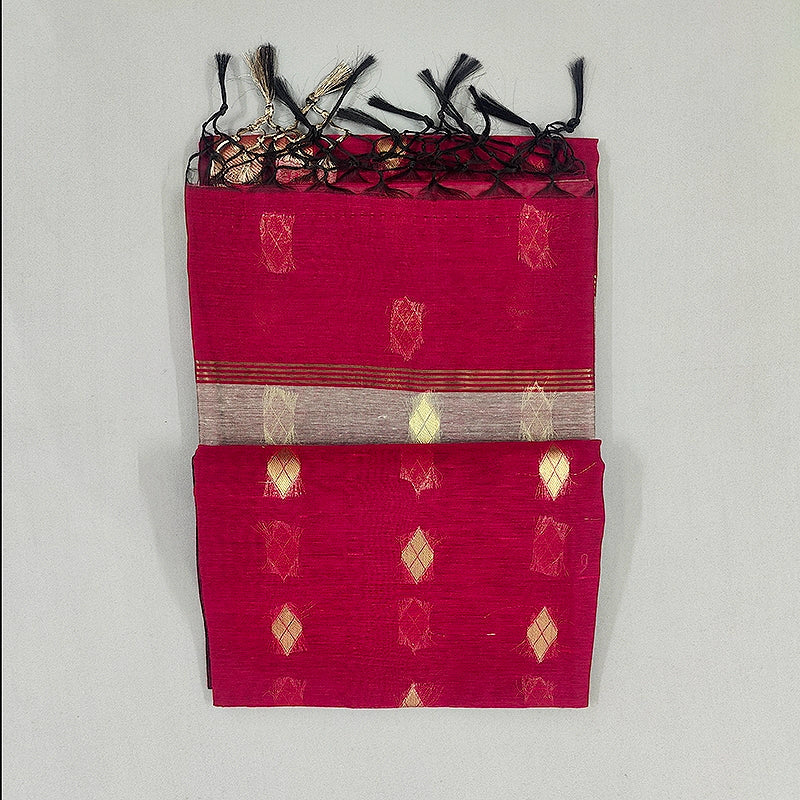 Hayagrivas Magenta-Pink Fancy Cotton Saree SSCBF121H4-23