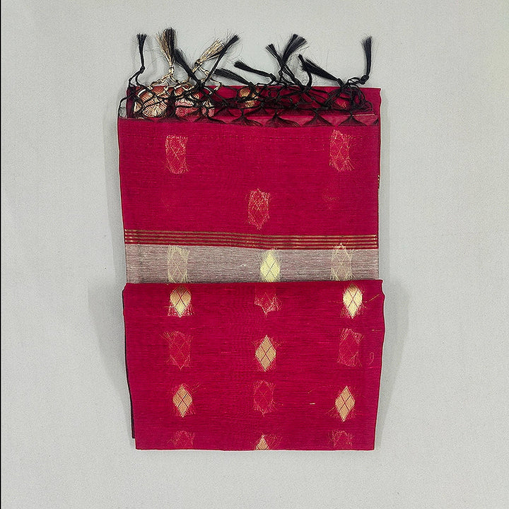 Hayagrivas Magenta-Pink Fancy Cotton Saree SSCBF121H4-23