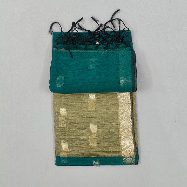 Hayagrivas Teal Blue Fancy Cotton Saree SSCBF121H4-29