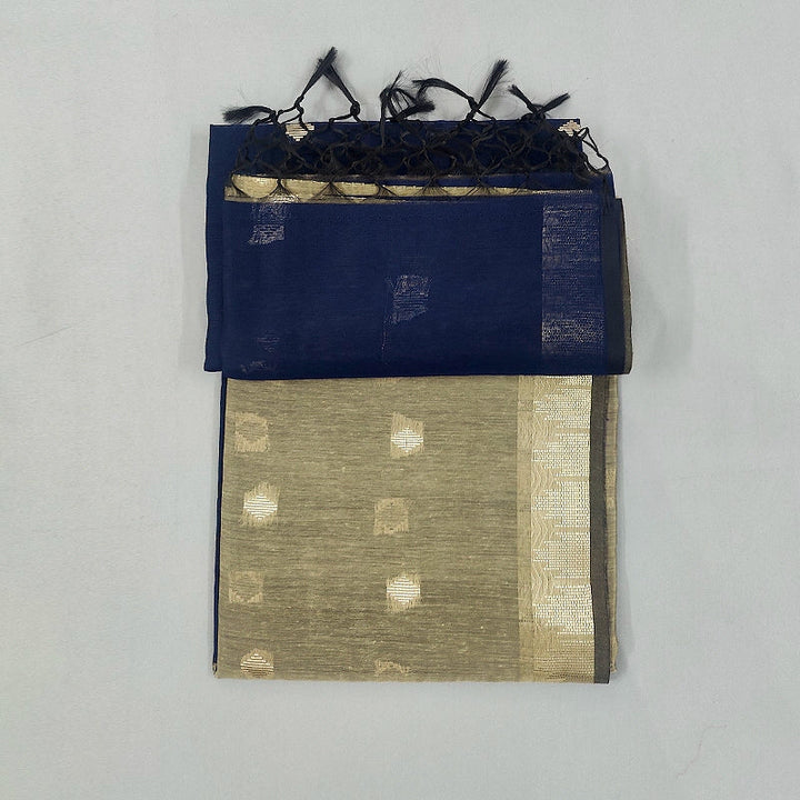 Hayagrivas Navy Blue Fancy Cotton Saree SSCBF121H4-3