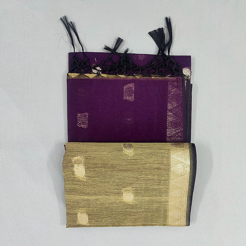Hayagrivas Violet Fancy Cotton Saree SSCBF121H4-30