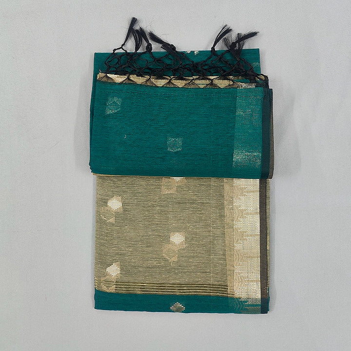 Hayagrivas Peacock Green Fancy Cotton Saree SSCBF121H4-6