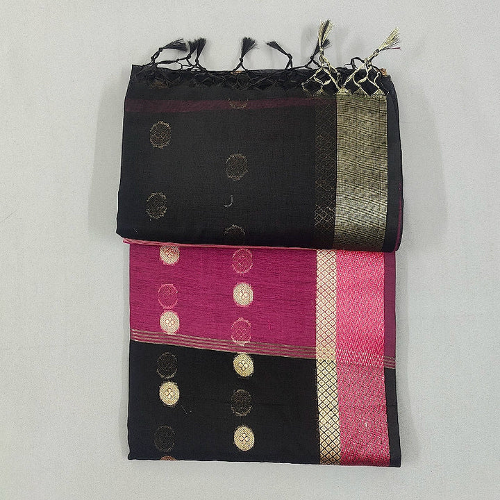 Hayagrivas Black Fancy Cotton Saree SSCBF121H4-8