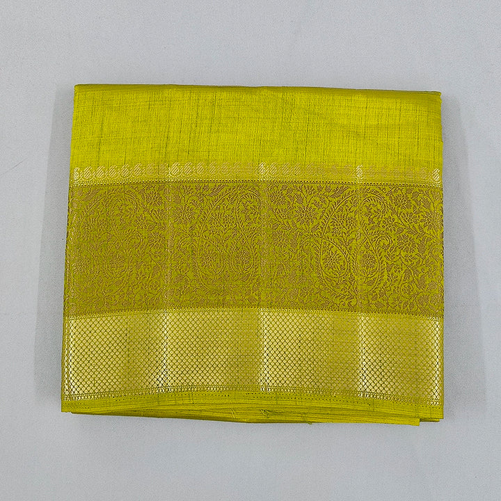 Hayagrivas Lime Yellow Fancy Cotton Saree SSCBF121H5-1