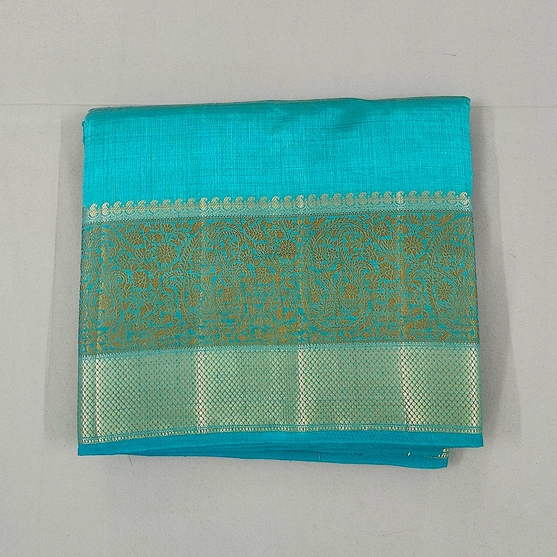 Hayagrivas Turquoise Blue Fancy Cotton Saree SSCBF121H5-4