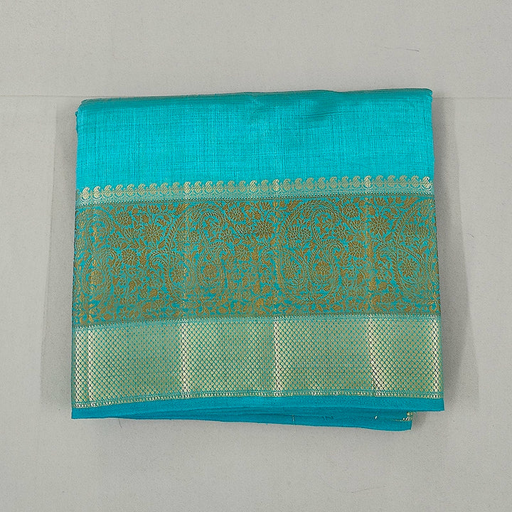 Hayagrivas Turquoise Blue Fancy Cotton Saree SSCBF121H5-4