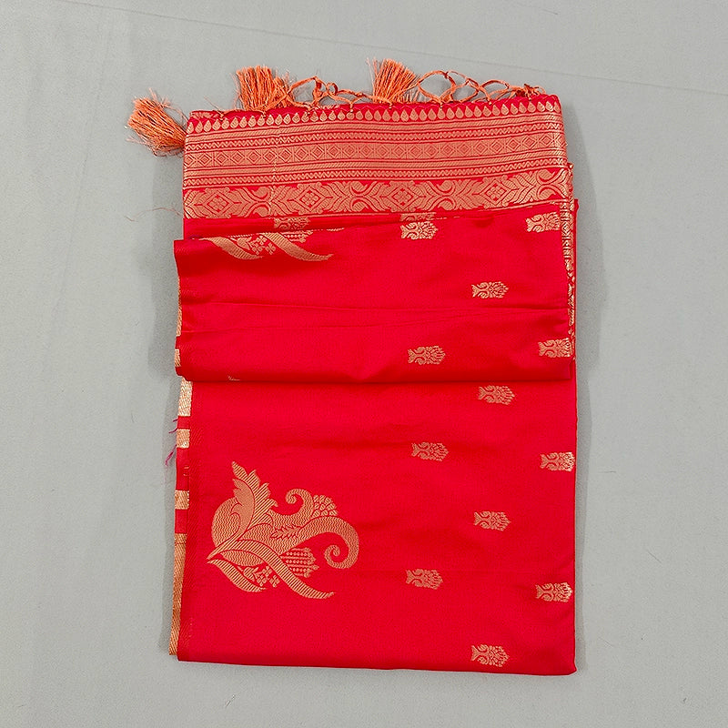 Hayagrivas Bright Red Fancy Cotton Saree SSCBF121H6-1