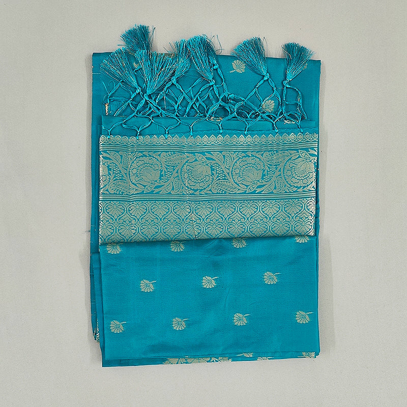 Hayagrivas Turquoise-Blue Fancy Cotton Saree SSCBF121H6-12