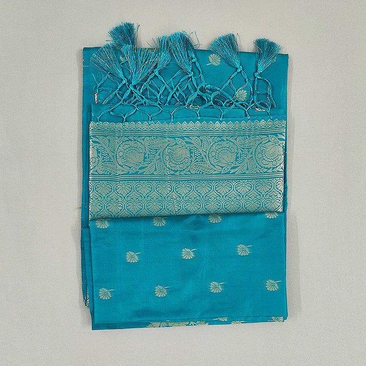 Hayagrivas Turquoise-Blue Fancy Cotton Saree SSCBF121H6-12