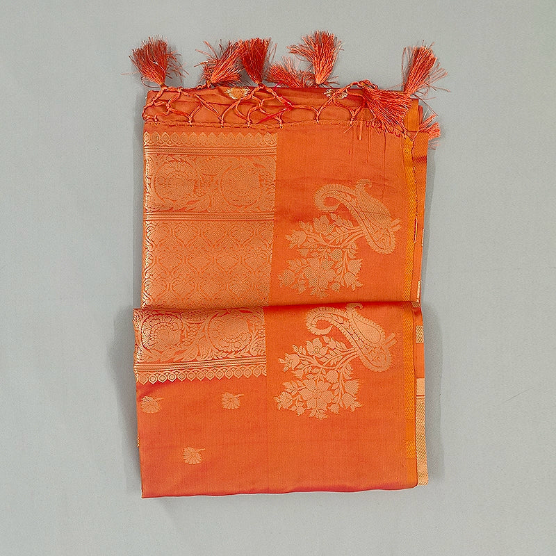 Hayagrivas Orange Fancy Cotton Saree SSCBF121H6-14