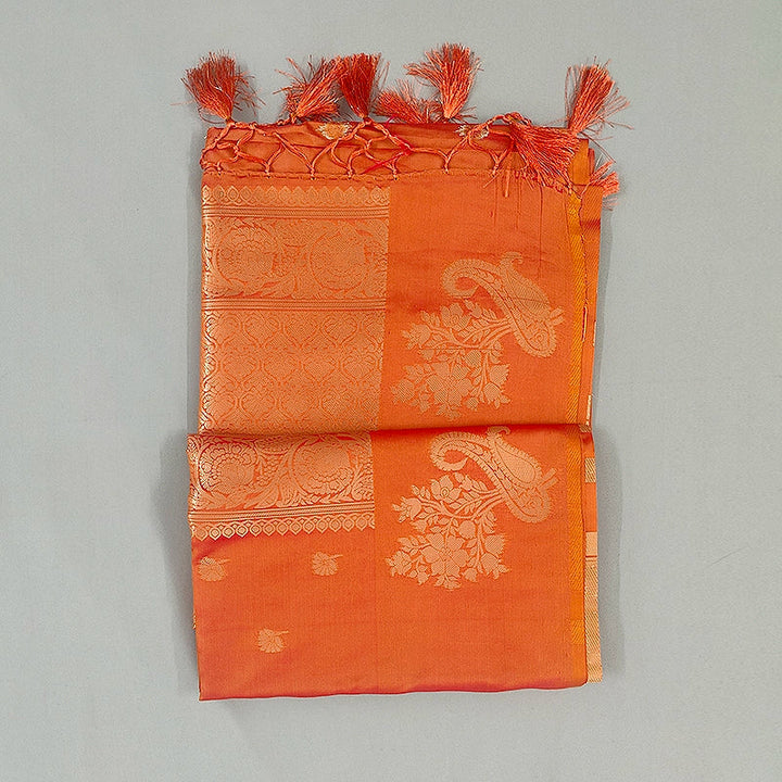 Hayagrivas Orange Fancy Cotton Saree SSCBF121H6-14
