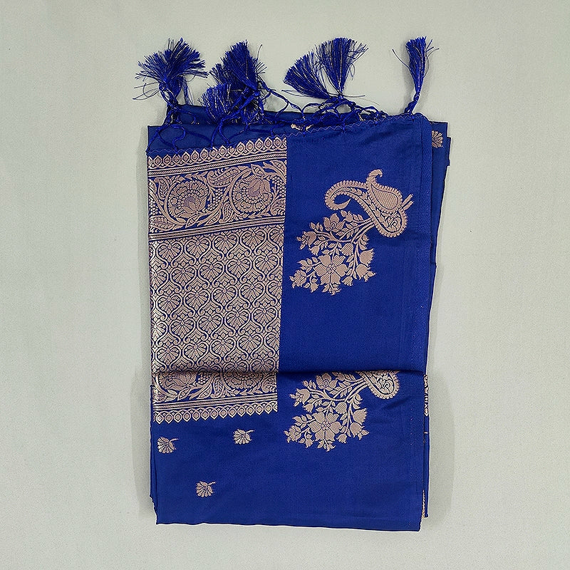 Hayagrivas Deep Blue Fancy Cotton Saree SSCBF121H6-15