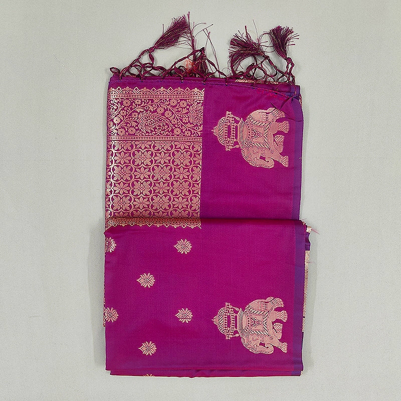 Hayagrivas Magenta-Purple Fancy Cotton Saree SSCBF121H6-4