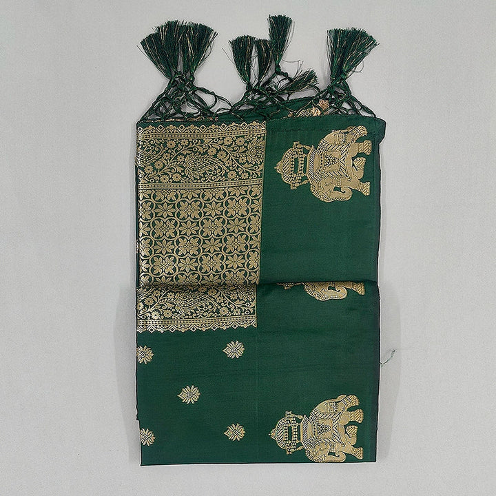 Hayagrivas Bottle Green Fancy Cotton Saree SSCBF121H6-6