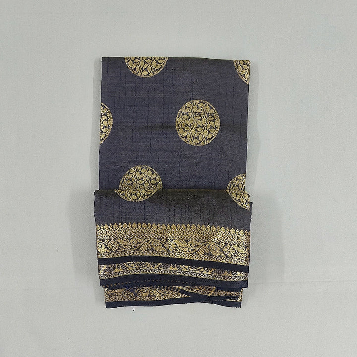 Hayagrivas Greyish Blue Fancy Cotton Saree SSCBF121H7-2