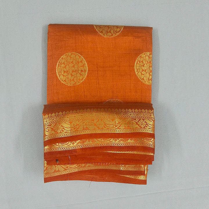 Hayagrivas Rust Orange Fancy Cotton Saree SSCBF121H7-4