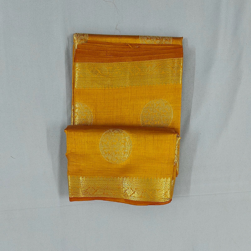 Hayagrivas Mustard-Yellow Fancy Cotton Saree SSCBF121H7-5