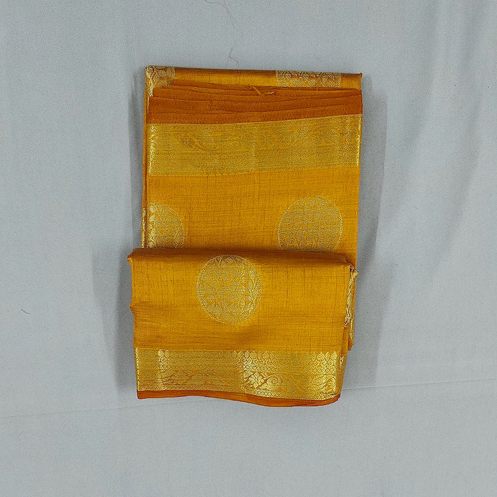 Hayagrivas Mustard-Yellow Fancy Cotton Saree SSCBF121H7-5