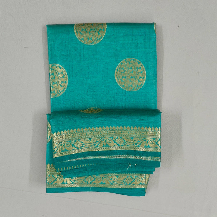 Hayagrivas Teal-Turquoise Fancy Cotton Saree SSCBF121H7-8