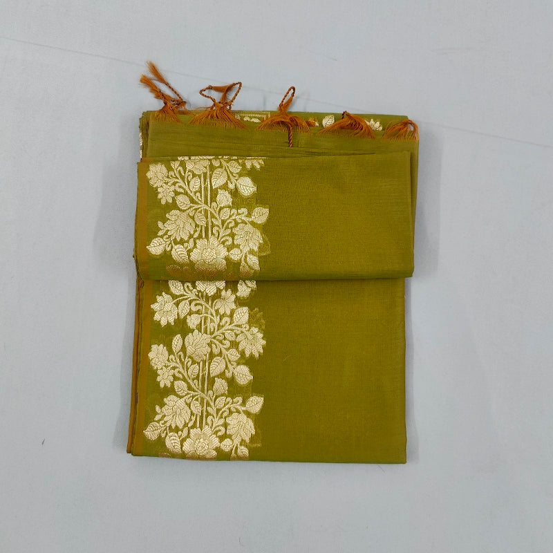 Hayagrivas Olive Green Fancy Cotton Saree SSCBF121H8-1