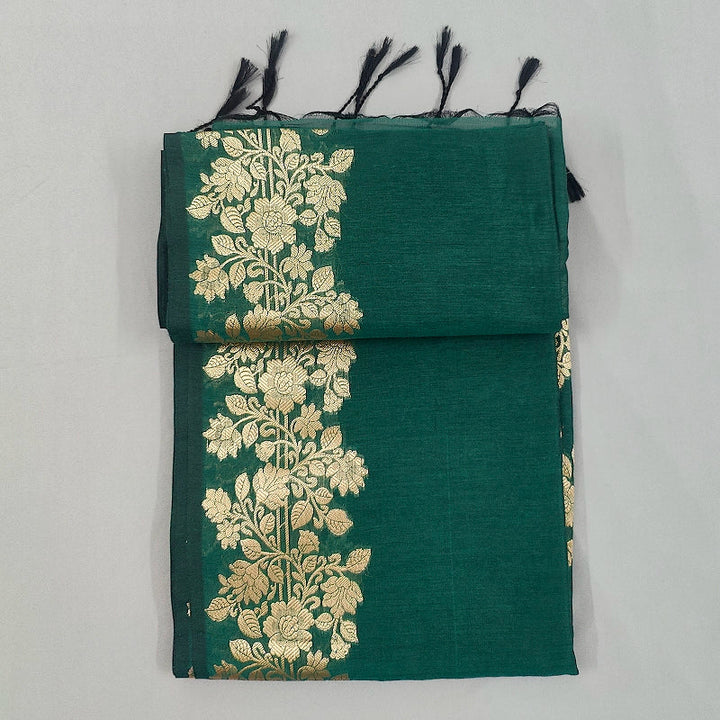 Hayagrivas Emerald-Green Fancy Cotton Saree SSCBF121H8-2