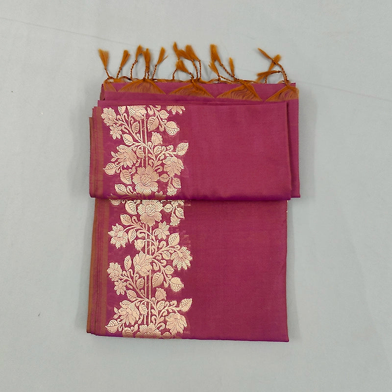 Hayagrivas Magenta-Pink Fancy Cotton Saree SSCBF121H8-3