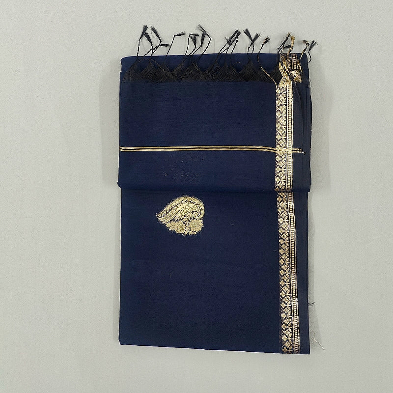 Hayagrivas Navy Blue Fancy Cotton Saree SSCBF121H9-4