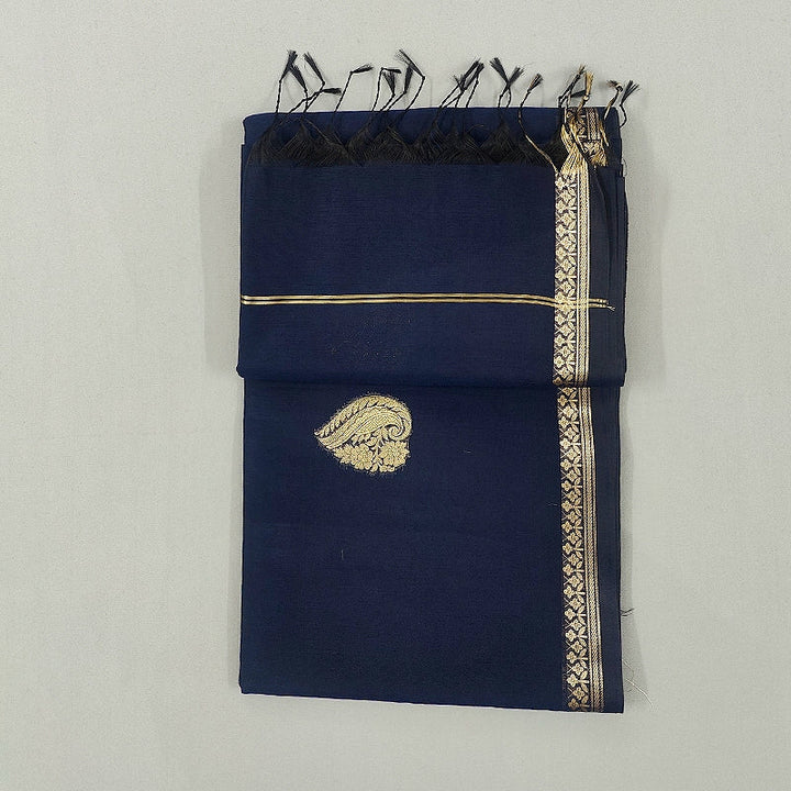 Hayagrivas Navy Blue Fancy Cotton Saree SSCBF121H9-4