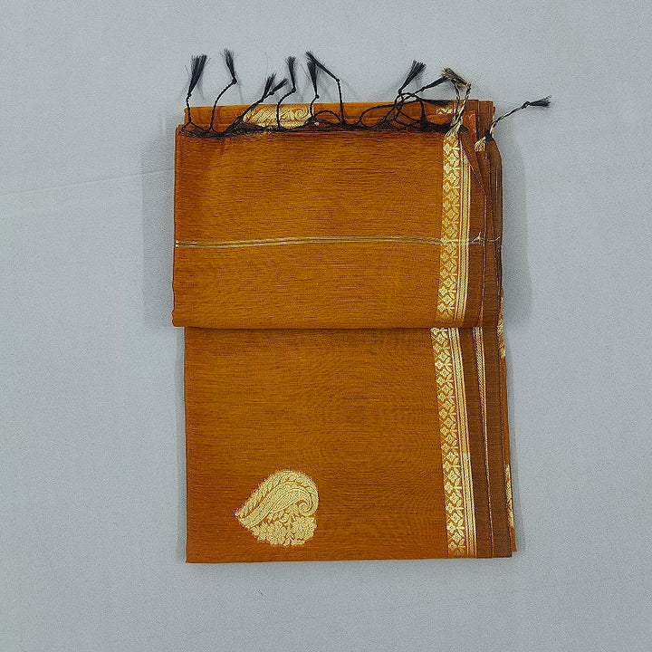 Hayagrivas Mustard-Brown Fancy Cotton Saree SSCBF121H9-5