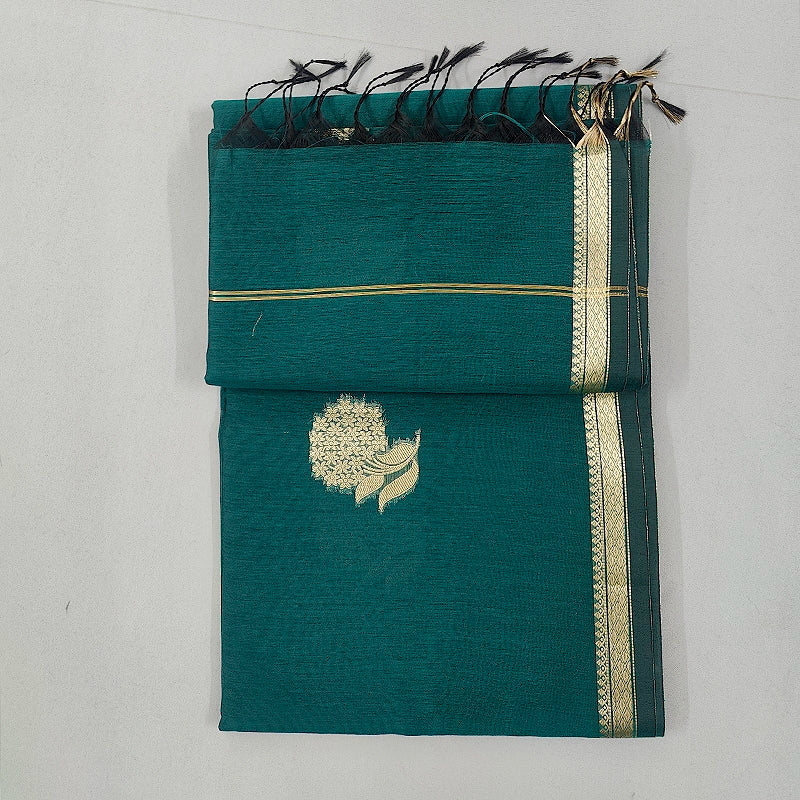 Hayagrivas Teal-Green Fancy Cotton Saree SSCBF121H9-6