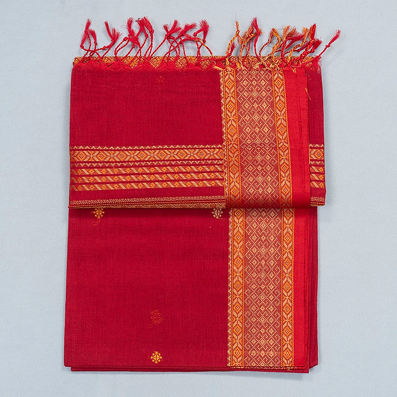 Hayagrivas Red Handloom Kanchi Cotton Saree SSCBF132H1-3