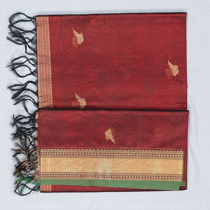 Hayagrivas Maroon Kanchi Silk Cotton Saree SSCBF132H10-2