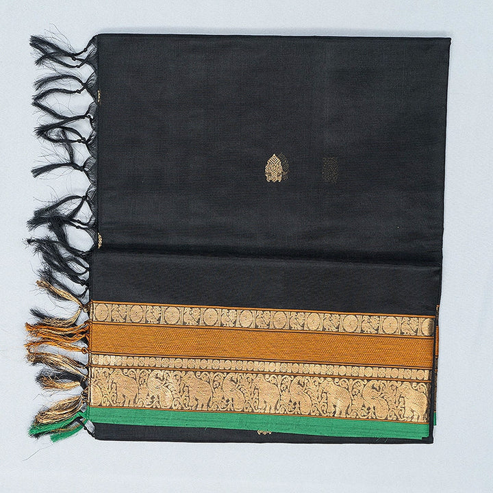 Hayagrivas Black Kanchi Silk Cotton Saree SSCBF132H12-2