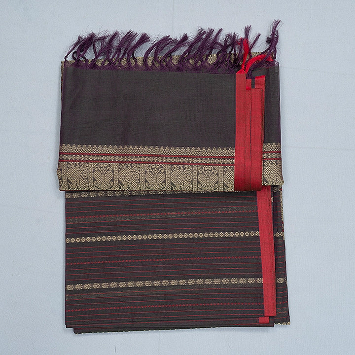 Hayagrivas Peacock Green &amp; Purple Dual Tone  Handloom Kanchi Cotton Saree SSCBF132H17-1