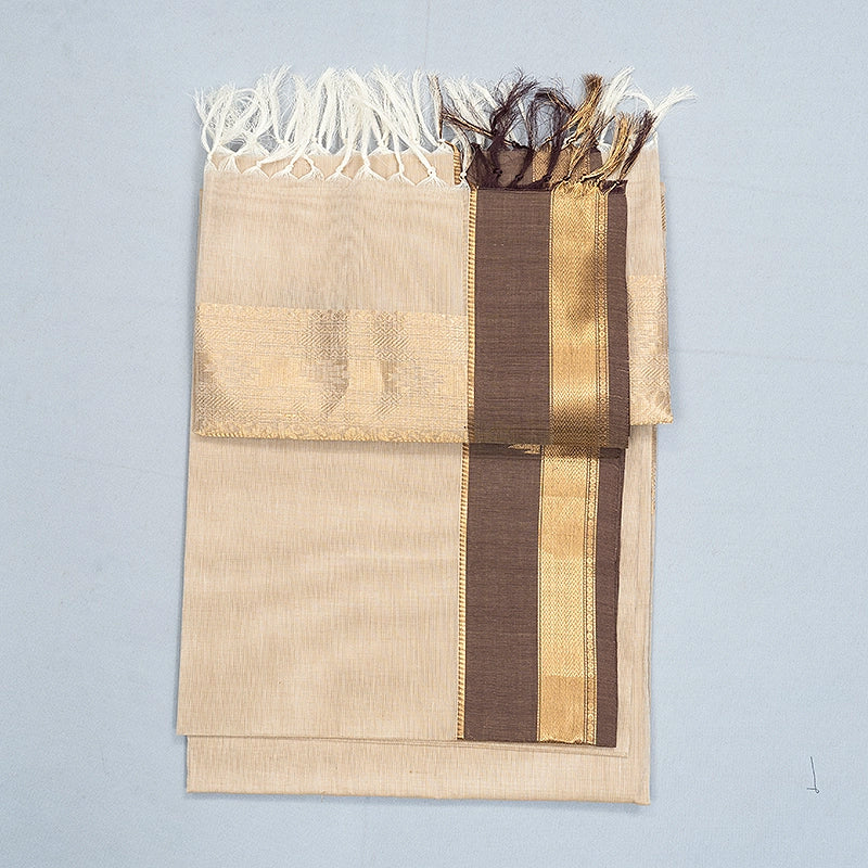 Hayagrivas Beige Handloom Kanchi Cotton Saree SSCBF132H20-5