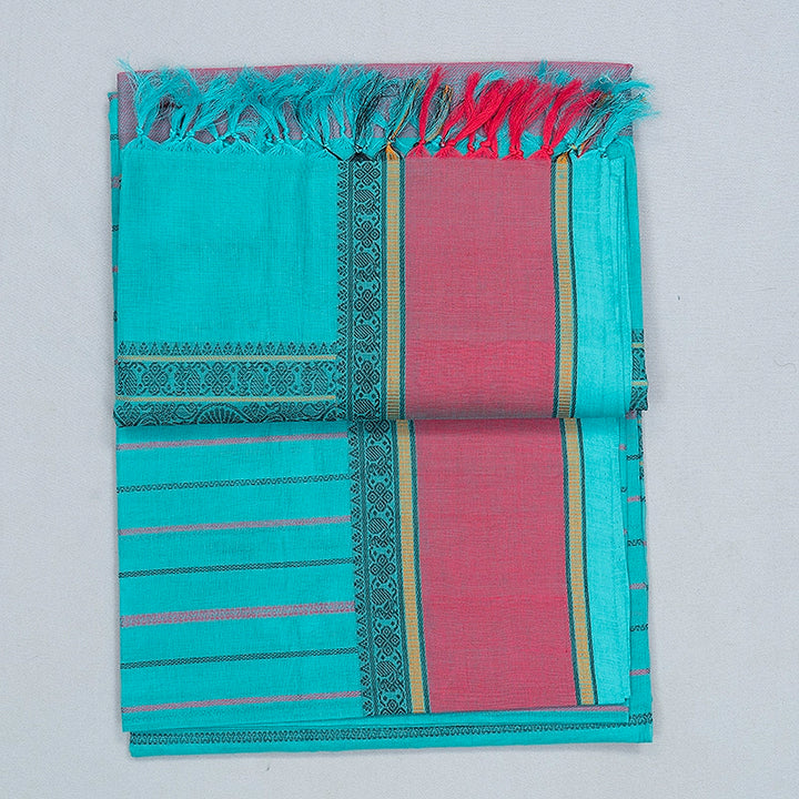 Hayagrivas Sea Blue Handloom Kanchi Cotton Saree SSCBF132H21-1