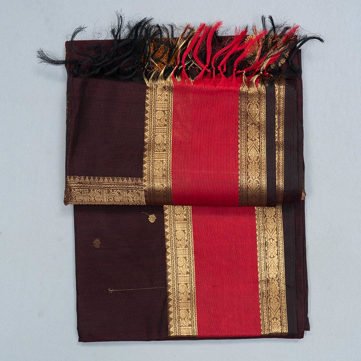 Hayagrivas Deep Snuff Handloom Kanchi Cotton Saree SSCBF132H27-1