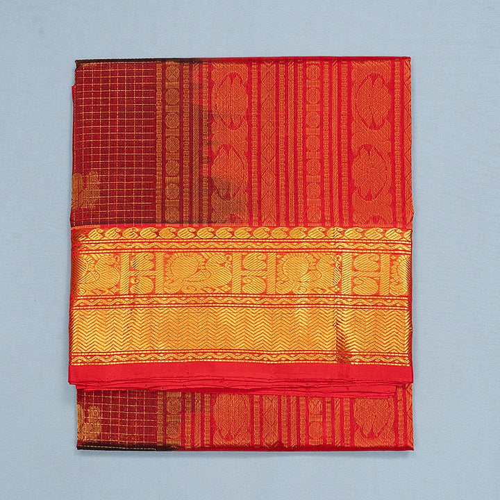 Hayagrivas Deep Maroon Pure Silk Cotton Saree SSCBF137H4-7