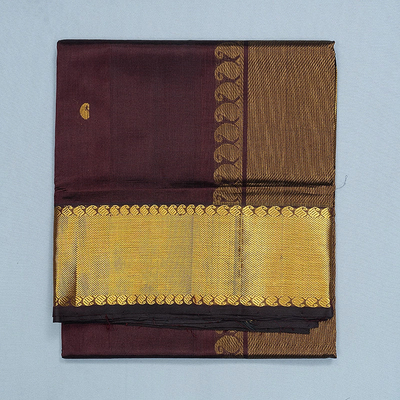 Hayagrivas Dark Brown Pure Silk Cotton Saree SSCBF137H5-1