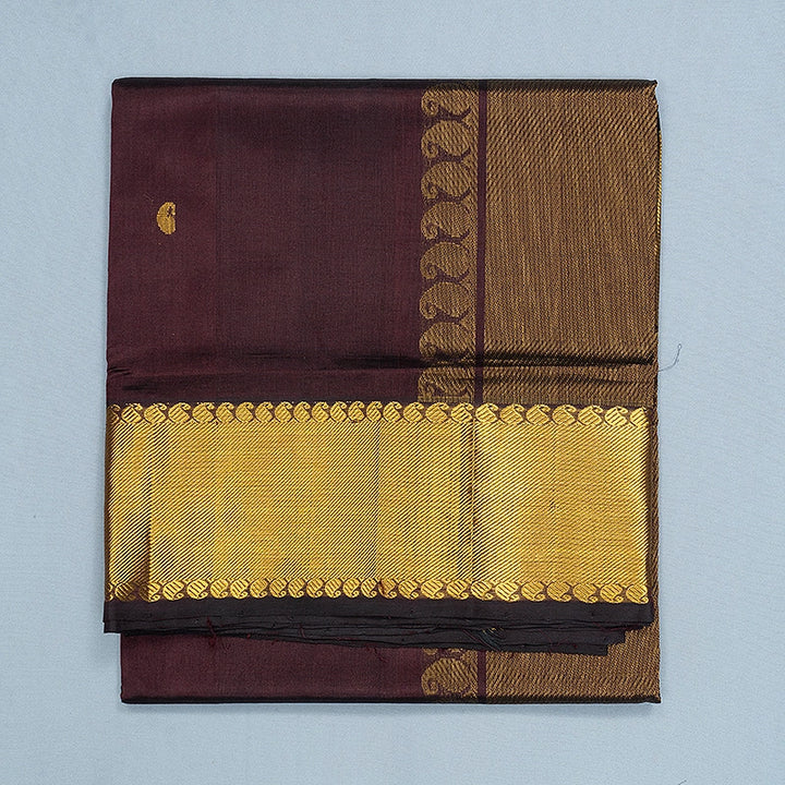Hayagrivas Dark Brown Pure Silk Cotton Saree SSCBF137H5-1