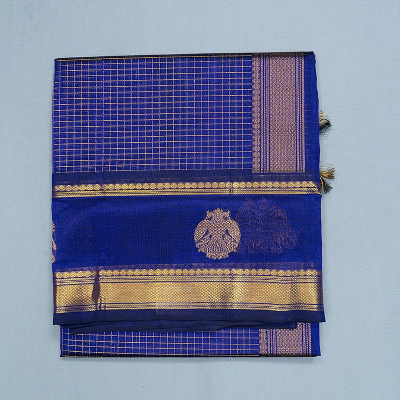 Hayagrivas Royal Blue Pure Silk Cotton Saree SSCBF137H6-1