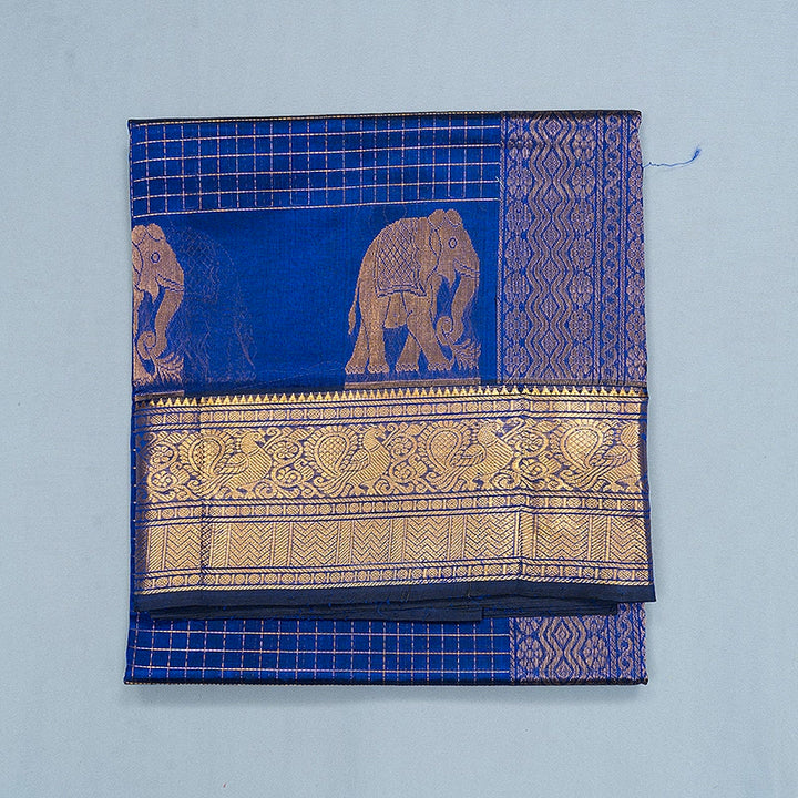 Hayagrivas Royal Blue Pure Silk Cotton Saree SSCBF137H7-3