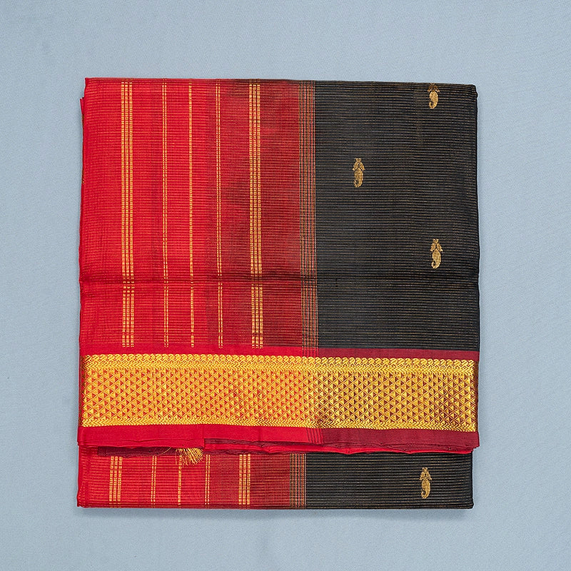 Hayagrivas Black Pure Silk Cotton Saree SSCBF137H8-3
