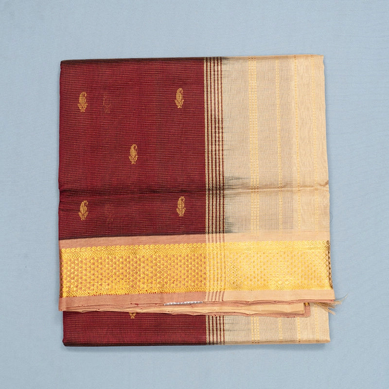 Hayagrivas Deep Maroon Pure Silk Cotton Saree SSCBF137H8-5